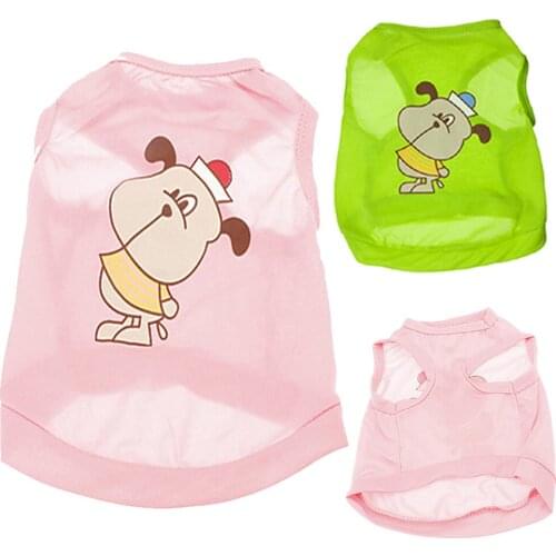 Puppy Clothes Candy Color Fashion Simple Print Cute Puppy T-shirt Comfortable and Breathable Short-sleeved Jacket