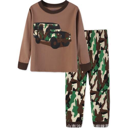 Christmas Kids Pajamas Children Super Warm Cotton Clothing Suit Baby Girls Boys Deer Pyjamas T-shirt Stripe Pants 2pcs