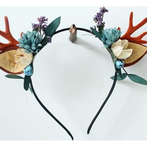 Christmas Deer Antlers Horn Headband Women Girls Cat Ear Hair Hoop Headdress F3MD