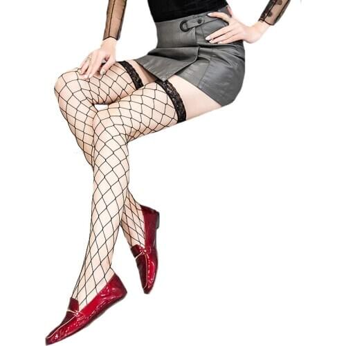 YSDNCHI Sexy Fishnet Stockings Fish Net Women Hot Selling Elastic Big Mesh Female Black Long Thigh High