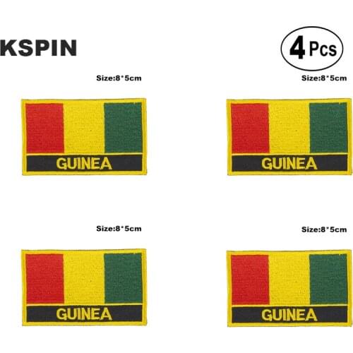 Guinea Rectangular Shape Flag Iron on Saw on Patches Embroidered Flag Patches National Flag Patches for Clothing