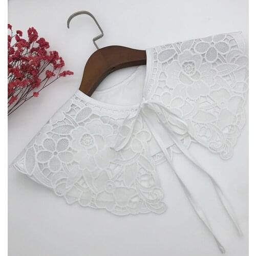 Embroidery Big Lapel Fake Collar Shawl for Women Shirt Dress Detachable Collars Lapel Necklace Decrative Female Nep Kraagie