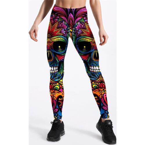 Plus Size 4XL Leggings Fitness Slim Womens Black&White skull mas Legging Sexy Fashion Stretch Digital Print Pants Cool Trousers