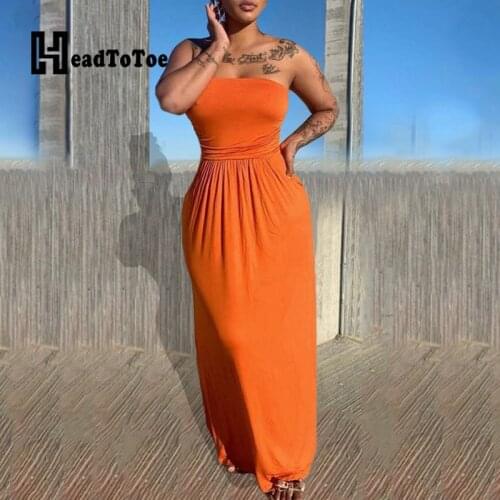 Off Shoulder Plain Ruched Backless Maxi Dress Women Strapless Sleeveless Summer Dress