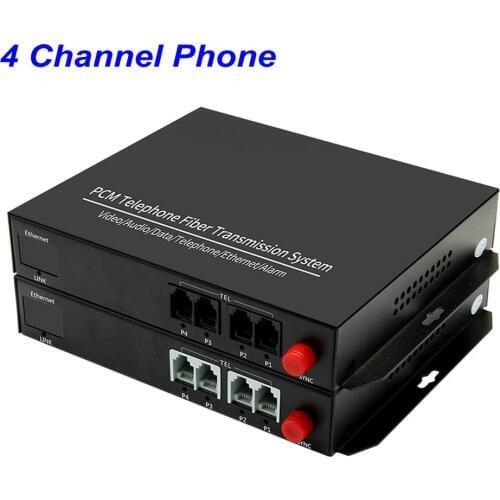 1 Pair 4 Channel- PCM Voice Tel Over Fiber Optic Multiplexer Extender,FC Optical Port,Support Caller ID and Fax Function