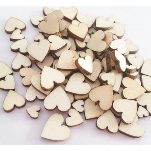 100-200Pcs Mix 6-12mm Love Heart Wood Slices DIY Craft Supplies Wooden Hearts Wedding Party Decor Ornaments Basteln Materials