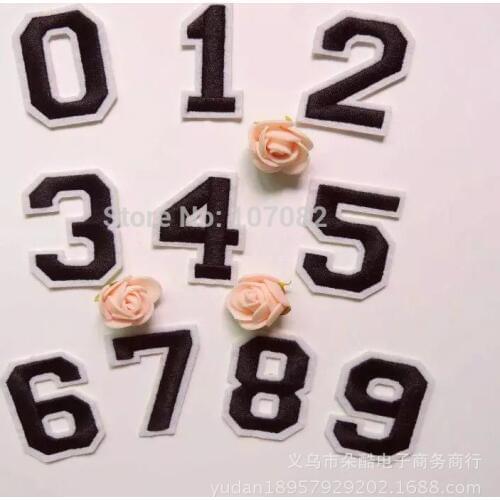100Pcs Numbers 0-9 Patches For Clothing Iron On Applique Embroidery Sticker Badge DIY Garment Jeans Accessories 4.9cm