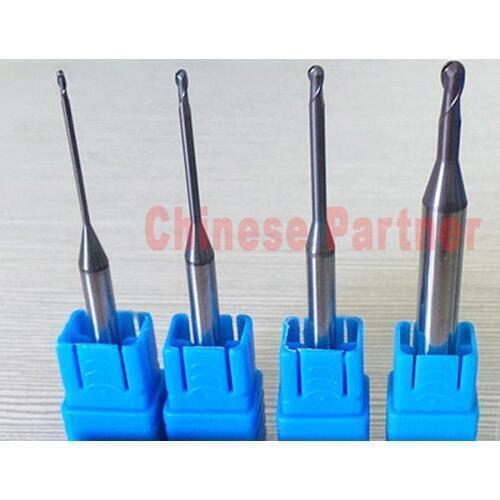 5pcs 0.5mm hrc55 R0.25*0.5*6*D4*50 2 Flutes Carbide long neck Ball nose end mills milling tools CNC router bits