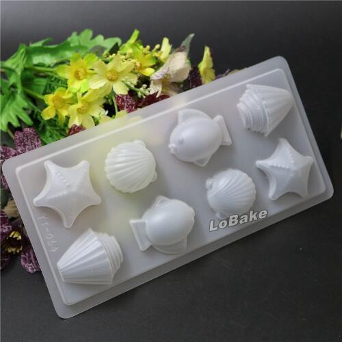 5pcs/lot) New 8 cavities Halobios Benthos starfish Shape PP Plastic Moon cake pudding Chocolate Candy sweets Molds bakery tools
