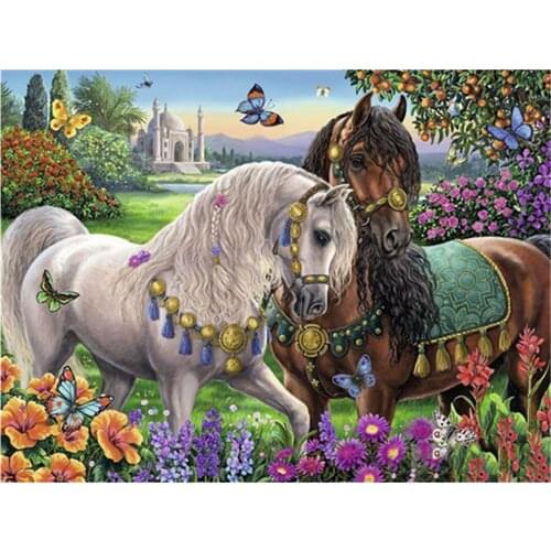 5D Diy Diamond Painting Horses Farm Full Square/round Diamond Embroidery Cross Stitch Pastoral Style Handmade Home Decoration