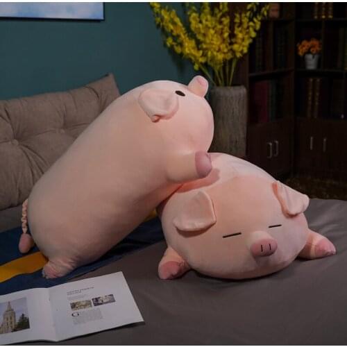 60/80CM Cute BoBo Piggy Plush Fat Pillow Toys Soft Stuffed Cartoon Animal Pig Doll Sofa Cushion Birthday Christmas Gift For Kids