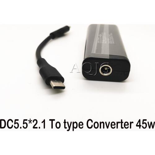 Dc Power Adapter Connector Converter 5.5*2.1mm Female to USB Type C Jack Converter for Lenovo Dell Hp Asus Laptop Charger 45W