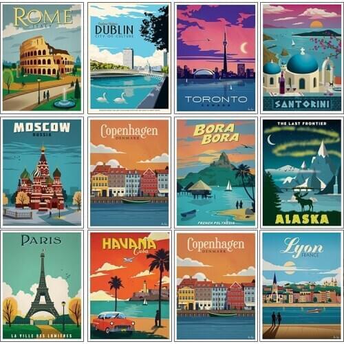 DIY New York Netherlands Amsterdam London City Diamond Painting Vintage Europe America Cities Landscape Cross Stitch Home Decor