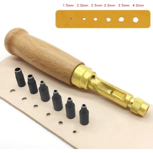 Automatic Leather Punch 1.5-4.0mm hole Replaceable Mute Rotary Punching Punchers Belts Punch Screw Drill Tip Sewing tool