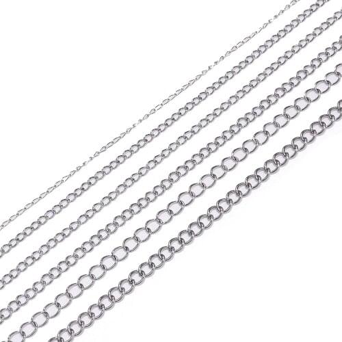 5M basic stainless steel chain,side oblate chain,Vintage metal chain DIY handmade jewelry making accessories for bage chain