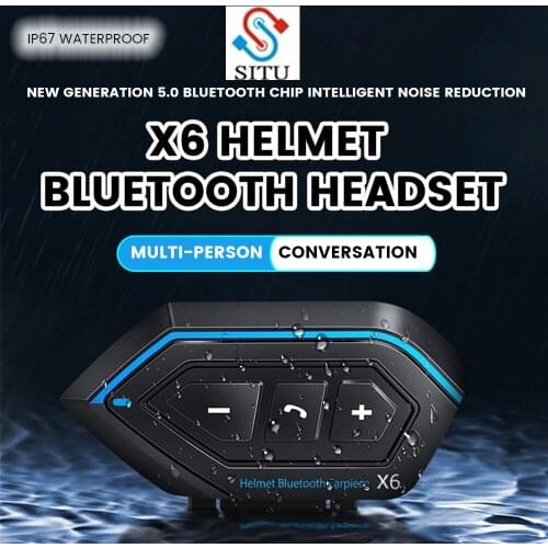 The latest X6 helmet headset Motorbike BT Interphone Motorcycle Bluetooth Helmet Intercom Stereo Headset for Cell Phone 2 rider