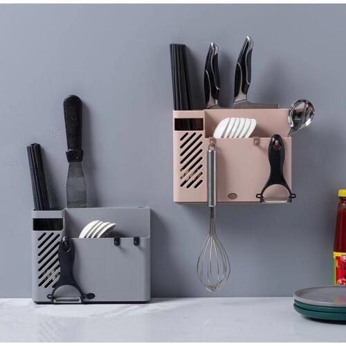Home chopsticks tube tableware storage box knife holder kitchen multifunctional chopsticks cage wall-mounted drain rack