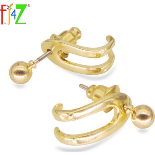 F.J4Z Brand New Hot Popular Simple Exquisite Style Ear Studs Dual Golden/silver/pearl Three Kinds Of Stud Earrings For Women