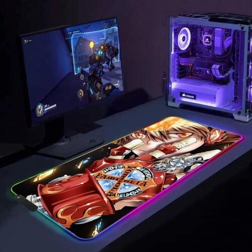 Katekyo Hitman Reborn Gaming LED Light MousePad RGB Backlight Large Keyboard Cover Non-Slip Rubber Base Computer Carpet Desk Mat