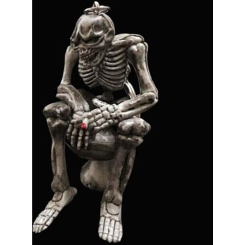 Classic Creative Rubber toilet Skull Skeleton Toilet Keychain Purse Bag Keyring Key Chains Funny Car Key Ring Pendant Gift