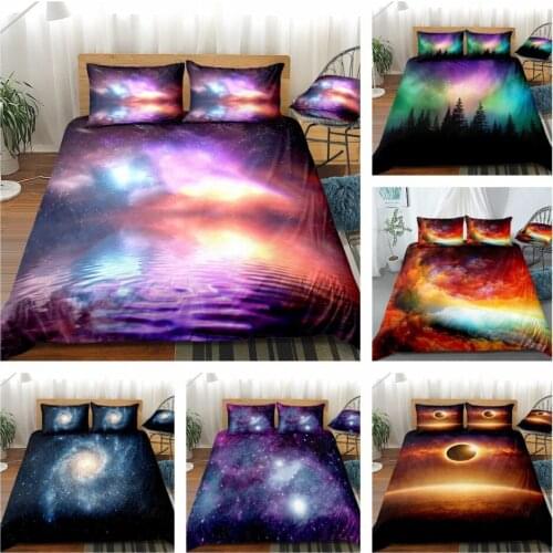 Design Galaxy Duvet Cover Queen Colorful Starry Bedding Set Outer Space Comforter Cover Sky Light Printed Bedspread For Adults