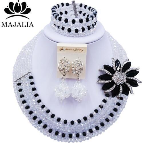 Majalia Clear AB and Black Crystal Beaded Pretty African Jewelery Set Nigerian Wedding Clothing Jewelery Sets 5ST008