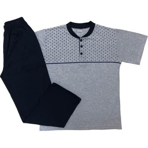 ACACIA Male Short Sleeve Lapel Button and Pockets Pajamas set 1529