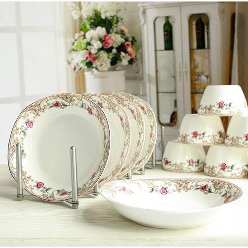 4pcs set, 8inch, fine bone china food serving dishes, ceramic dinner plates set, dish plate for buffet party, salad servies set