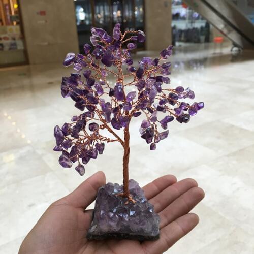 Natural rose quartz gemstone crystal lucky tree reiki healing quartz crystal rock provide energy home decoraton feng shui