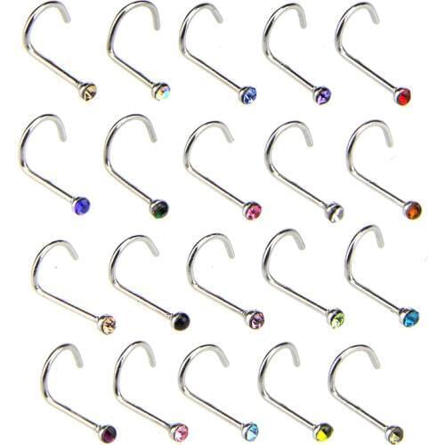 20 pcs Punk Style Piercing Nose Lip Jewelry Body Jewelry For Man Women Studs