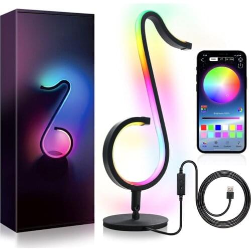 APP Note Night Light RGB Symphony Table Lamp for Living Room Bedroom Bar Coffee Art Decor Atmosphere Lighting Led Projector Lamp