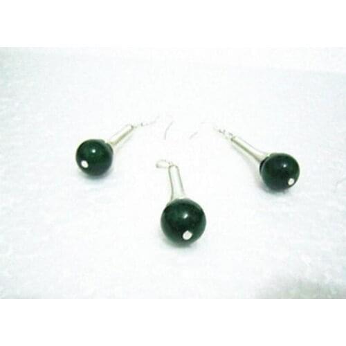 New hot tibet Silver jewelry jade Green pendant earrings Send necklace