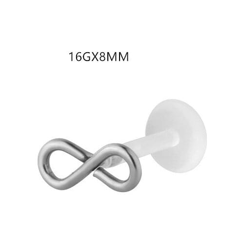 Wholesale Store LOT50pcs Body Piercing -UV Flexible Retainer 8 Shape Lip Labret Ring Bar Lip Piercing 16gX8mm Ear Helix Bar