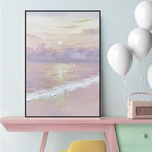 The Hot Handmade Sunset Sea Beach Palette No Framed Oil Paintings On Canvas Wall Corridor Art Picture For Home Decor No Frame