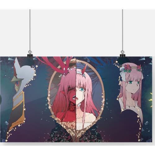 Zero Two DARLING in the FRANXX 02 Hiro Poster Framed Wooden Frame Canvas Painting Wall Art Decor Study Home Decoration Prints