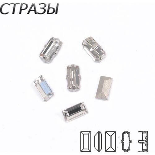Crystal Clear 4501 Baguette Sew On Rhinestone Shiny Strass Claw Rhinestones for Nails Art Crafts Clothes Shoes Applicator