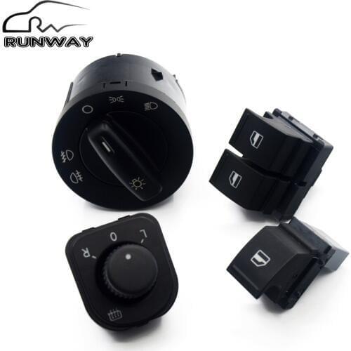 Factory direct sales! New Power Headlight Mirror Window Switch Button 4PCS/SET for VW Caddy Jetta Golf 5 MK5 V Puls Passat B6