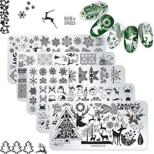 Christmas Nail Stamping Plates Fashion Artist Gemetory Texture Image Nail Stamp Template Art Printing Stencil Tools