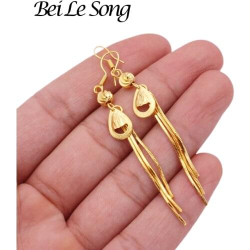 Earrings 24K gold color tassel pendant Dangle for women ear rings jewelry earing Unusual piercing earrings fashion earring