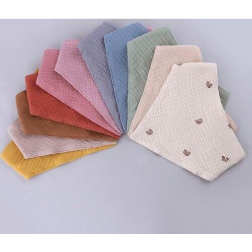 Cotton Newborn Saliva Towe Feeding Triangle Burp Cloth Adjustable Pure Color Baby Bibs Baby Shower Gift