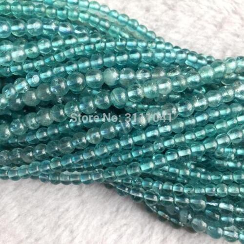A loose beads Apatite blue round 4/6mm 39cm for DIY jewelry making FPPJ wholesale beads nature gem stone