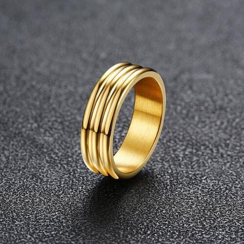 Trend Two Lines Gold Rings Wedding Band Vintage Women Jewelry Anime Anel Masculino Aneis Alliance