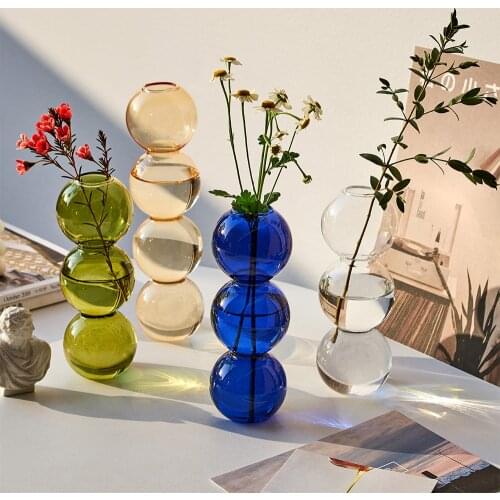 Nordic home decor Crystal Ball glass Flower vase decoration home Decorative Hydroponic vases Terrarium Wedding Table bubble vase