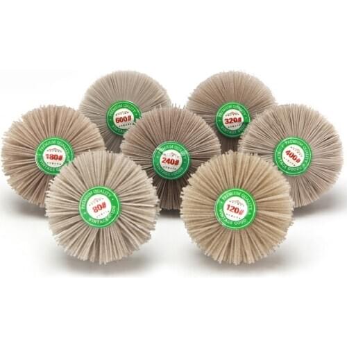 1PC 80-600#Polished flower head abrasive nylon DuPont silk wear brush wood root embossed polishing wheel grinding