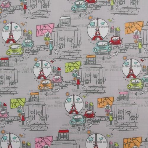 1 yard Polyester/PVC coated Waterproof Fabric for bag, Paris night view- tower,car, building (width=140cm)