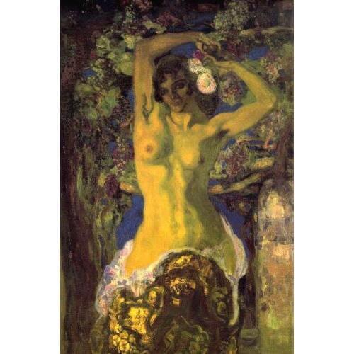 100%Handmade Oil painting Dunhuang fairy Kwan-yin Avalokitesvara seated on moon canvas 36"