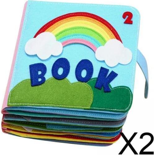 2xFelt Quiet Books Boys Girls Ultra Soft Baby Book Touch and Feel Cloth Book