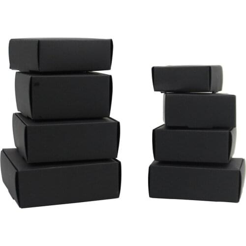 50pc Multi Size Cute Square Black Kraft White Packaging Box Wedding Party Favor Handmade Soap Candy Dragee Bonbonniere Supplies