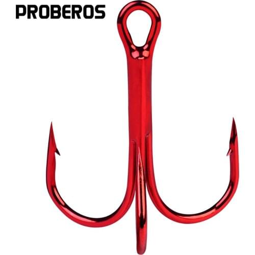 500pcs FishHook Proberos Brand Fishing Hook High Carbon Steel Treble Hook Fishing Tackle Round Bent Treble Saltwater Bass 2#-10