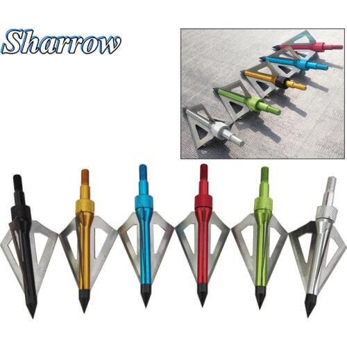6pcs 100grain head arrows tips for hunting bow and arrows Apply Compound Bow Archery Blades Arrowhead Shooting 3 Fixed Blades
